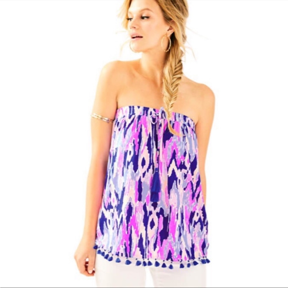 Lilly Pulitzer Palma Tube Top Amethyst One Too Many Tassel Women's Size XL